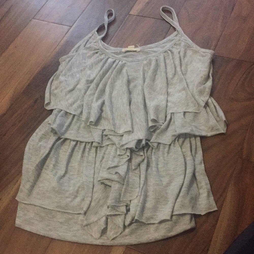 Grey silence and noise ruffled camisole top